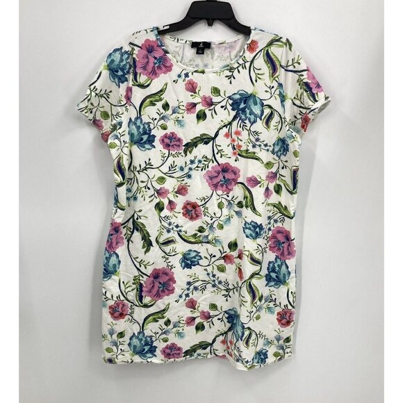 Jason Wu Dresses & Skirts - J Jason Wu Floral T Shirt Dress Spring White Pink Flowers Shift Womens Large